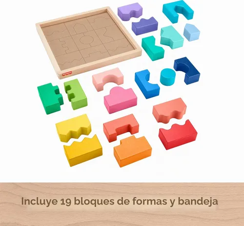 Vista 5 de Fisher-Price Juguete de Madera para Niños Pequeños Rompecabezas de Bloques Entrelazables Apilables con 20 Piezas de Madera para Niños de 18+ Meses