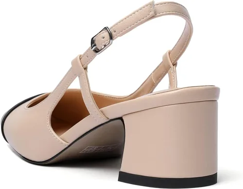 Vista 5 de Eldof Zapatos de tacón de bloque para mujer, tacones cuadrados con correa ajustable, zapatos de vestir de tacón bajo para mujer, boda, fiesta