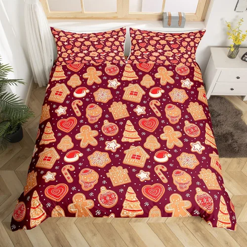 Vista 38 de Feelyou Juego de ropa de cama de Navidad gris para niños, tamaño individual, funda de edredón enana de Navidad para niños, niñas, adolescentes