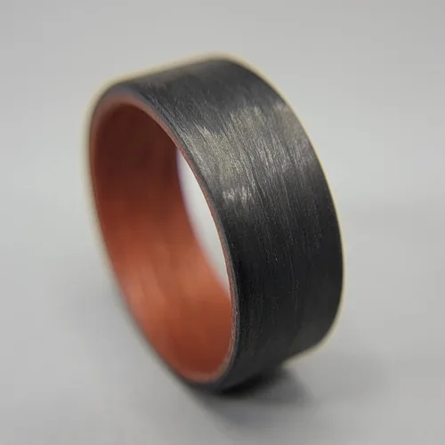 Vista 5 de Handmade Ring Band - Men's or Women's Carbon Fiber Ring with Copper Composite Interior, Matte Finish, Flat Black Band, Durable, Waterproof, Sizes