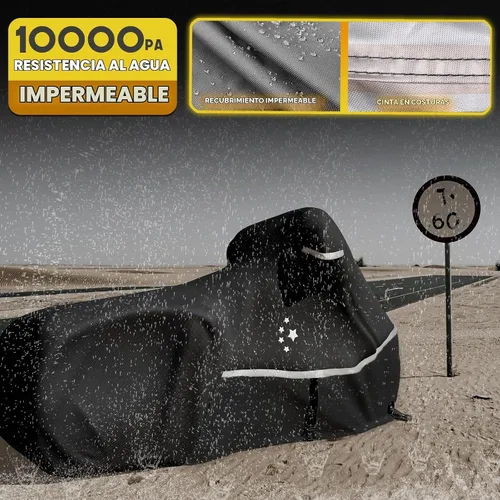 Vista 2 de Funda para motocicleta 420D resistente para todas las estaciones, universal, impermeable, protección al aire libre, 86" XL, funda para vehículo/negro