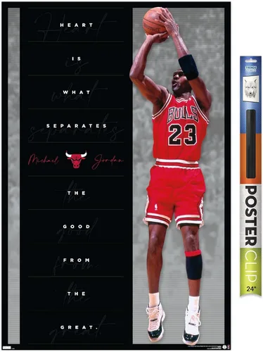 Vista 17 de Trends International Michael Jordan - Póster de pared de corazón, 22.4 pulgadas de largo x 14.7 pulgadas, versión enmarcada en madera de granero