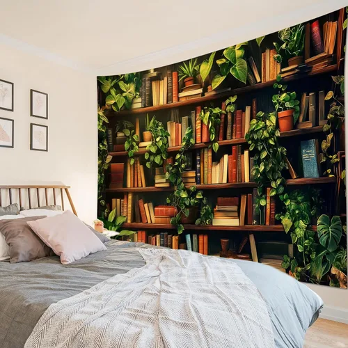 Vista 26 de HVEST Tapiz de cactus con diseño de plantas suculentas del desierto tropical en estante de madera, tapiz para colgar en la pared, acuarela botánica
