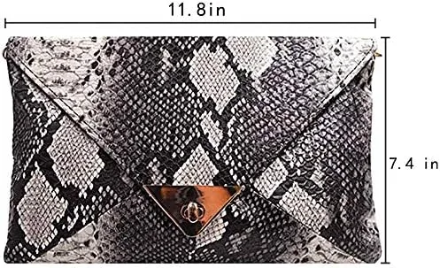 Vista 2 de Bolso de mano con diseño de piel de serpiente para mujer, bolso de hombro con cadena