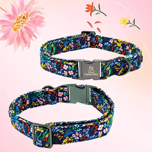Vista 61 de Collar de perro Lionheart Glory, collar de perro rosa con flor, lindo collar para mascotas con patrón floral ajustable para perros pequeños Rosado