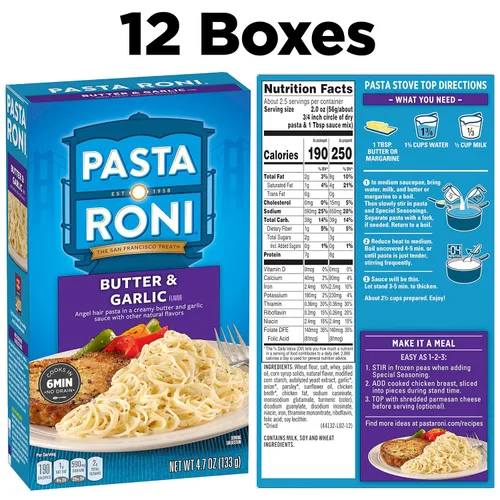 Vista 2 de Pasta Roni, Cabello de ángel de mantequilla y ajo, cajas de 4.7 onzas (paquete de 12)