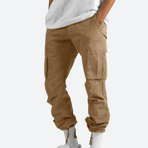 Vista 3 de Pantalones cargo para hombre, pantalones de senderismo para entrenamiento, ajuste relajado, pantalones deportivos casuales con bolsillos