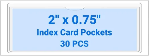 Vista 176 de 30 PCS Clear Self Adhesive Plastic Label Pockets, Top Loading Business & Library Index Card Holders, Peel and Stick Sleeves for Storage Bins, Totes