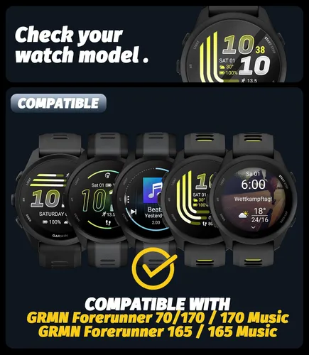 Vista 2 de Orzero - Protector de pantalla de vidrio templado compatible con Garmin Forerunner 70/170/170 Music/165/165 Music 1.677 in, protector de pantalla