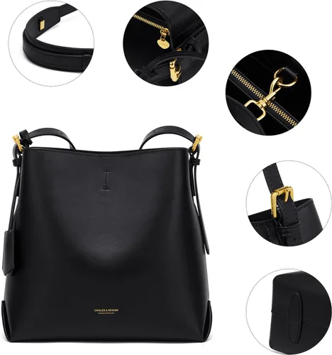 Vista 6 de Cnoles Bolsos de mano de diseñador de cuero genuino para mujer, bolsos y bolsos de mano para mujer, bolso de hombro con asa superior