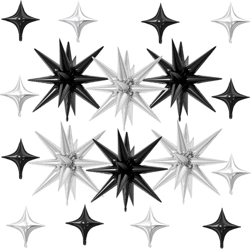 Vista 10 de 18 globos de estrella rosa, globo rosa bebé con 6 globos de estrella en explosión de 22 pulgadas, 12 globos de aluminio de cuatro estrellas