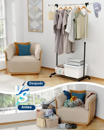 Vista 3 de Whitmor Organizador de ropa ajustable resistente, negro y cromado