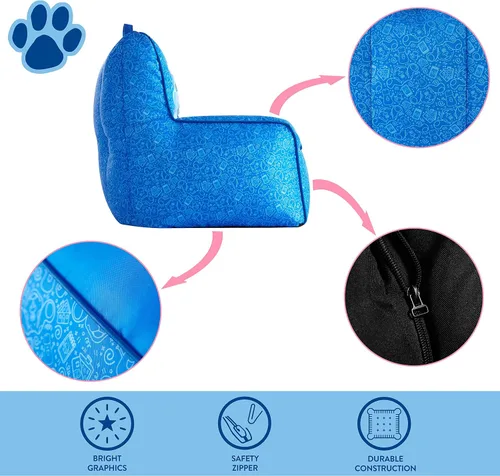 Vista 5 de Idea Nuova Nickelodeon Blue's Clues - Puf de nailon para niños pequeños con ribetes y asa de transporte superior, grande