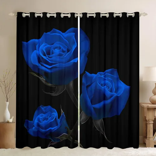 Vista 20 de Feelyou Cortinas de ventana de rosas para decoración de dormitorio, rosas de arco iris, cortinas de ventana florales para parejas, amantes de ramo