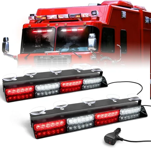Vista 20 de HLauto Luces estroboscópicas de emergencia 6Z4J: luces de seguridad blancas ámbar de 2 x 16.8 pulgadas, 48 luces LED intermitentes de advertencia