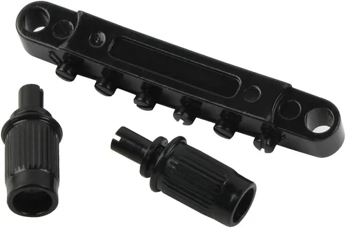 Vista 6 de FLEOR Puente de guitarra eléctrica y pieza de cola con tachuelas para guitarra estilo LP, color negro Juego de puente y cordal negro
