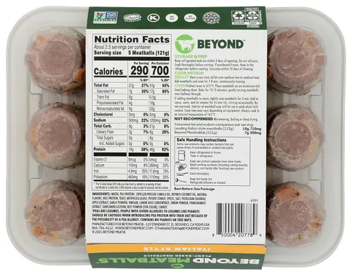 Vista 2 de Beyond Meat Beyond albóndigas de estilo italiano albóndigas a base de plantas 12 quilates, 10 oz