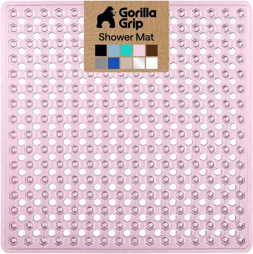 Vista 23 de GORILLA GRIP - Alfombrilla patentada cuadrada para cabina de ducha, alfombrillas pequeñas para el piso de la bañera para duchas de pie, ventosas
