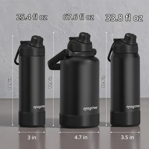 Vista 3 de Botella de agua aislada de 24 onzas, acero inoxidable al vacío de doble pared, diseño de boca ancha, botella reutilizable a prueba de fugas