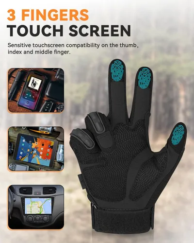 Vista 4 de KUMGIM Guantes tácticos para hombre, guantes militares de combate para motocicleta, guantes negros Airsoft para pantalla táctil para Airsoft al aire