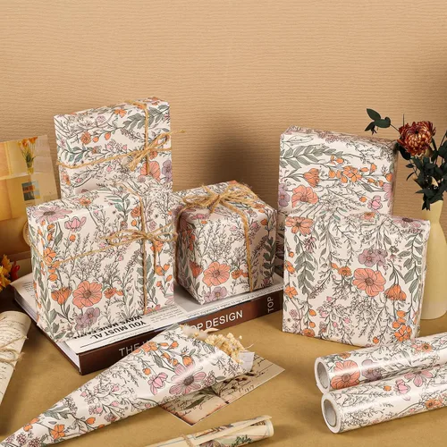 Vista 5 de Ywdbzjhs 1 rollo de papel de regalo de flores silvestres, 17 pulgadas x 33 pies, papel de regalo floral de jardín de flores silvestres