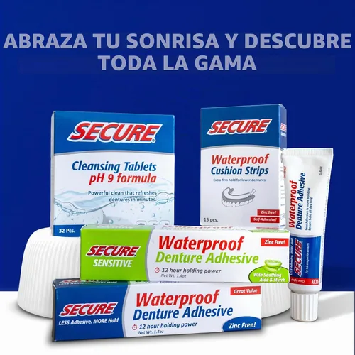 Vista 10 de Crema para dentadura postiza de Secure, 9002240001022, Un solo color, 1, 1 Sello impermeable - Ingredientes de grado alimenticio - Menos adhesivo