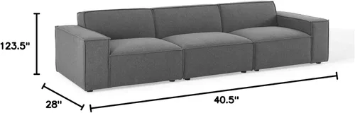 Vista 2 de Modway EEI-4112-CHA Restore - Sofá seccional de 3 piezas, color carbón