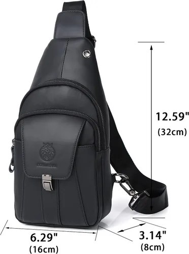Vista 22 de LUKZIJAES Bolso bandolera de cuero genuino para hombre