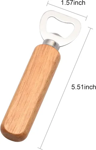 Vista 2 de 10 abrebotellas de madera grabado personalizado, abrebotellas de acero inoxidable de mano de madera personalizado, abridor de madera para boda
