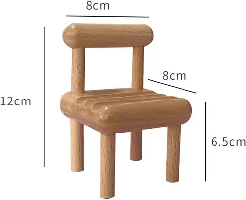 Vista 6 de Soporte de madera para teléfono celular con forma de silla pequeña, soporte universal multiángulo para teléfono móvil, base portátil para teléfono