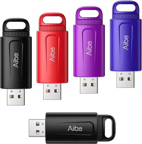 Vista 10 de Aiibe Unidad flash USB 3.0 de 64 GB, memoria USB con indicador LED, llavero portátil, color negro