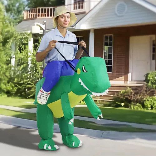 Vista 5 de Disfraz de dinosaurio para adultos, la mejor decoración para fiestas, reuniones, celebraciones de vacaciones, Halloween y otros festivales..