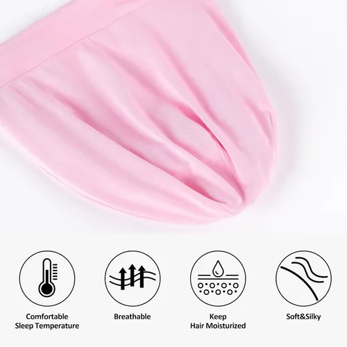 Vista 4 de Gorro de satén con forro de seda, cubierta ajustable para el cabello para mujeres y hombres, gorro de noche para el cuidado de pacientes