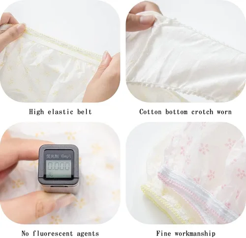 Vista 3 de Women's Disposable Underwear Ladies Briefs Paper Printing Panties for Travel Hotel SpaHospital Stays Emergencies