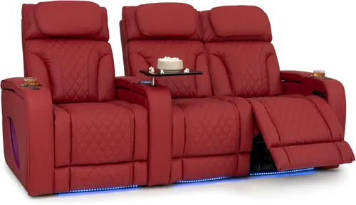 Vista 50 de Seatcraft Luminis 365 - Asiento de cine en casa (fila de 2 biplazas), color carmesí