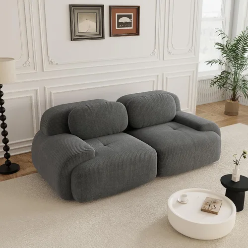 Vista 45 de Sofás modulares sin hueso de 152.8 pulgadas para sala de estar, sofá modular con diván en forma de L, cómodo asiento profundo tapizado de tela