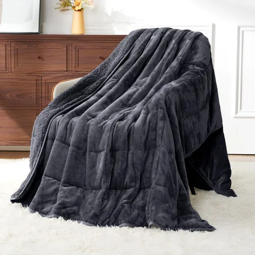 Vista 15 de Uttermara Mantas con peso para adultos, tamaño matrimonial, manta de 12 libras, 48 x 72 pulgadas con forro polar sherpa de felpa suave y cálida
