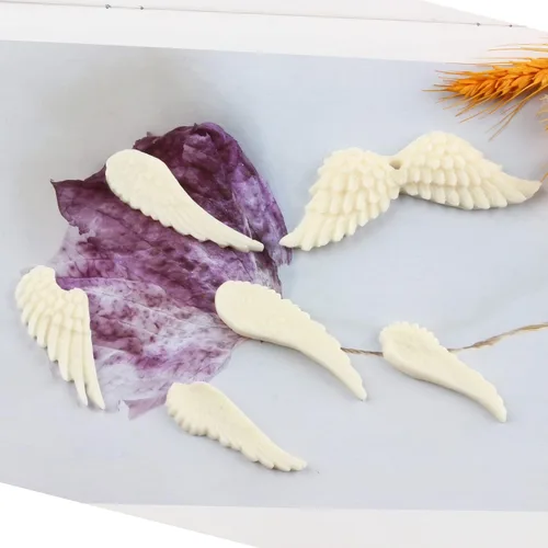 Vista 7 de Mujiang Juego de 4 moldes de silicona con alas de ángel para decoración de pasteles, chocolate y caramelo, resina