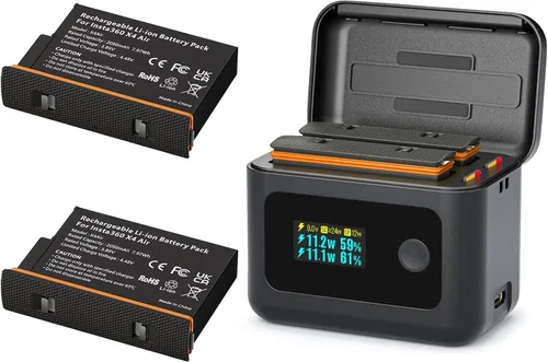 Vista 10 de X4 Baterías de aire (2 paquetes) con concentrador de carga rápida de 27 W, estuche de carga rápida dual con pantalla LCD, hub de cargador