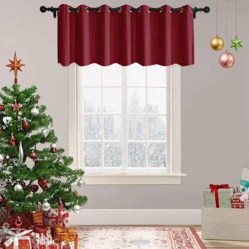 Vista 15 de Frelement Cortinas de Navidad de terciopelo afelpado para sala de estar, cortinas de oscurecimiento con ojales en la parte superior, cortinas