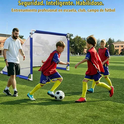 Vista 3 de Soccer Goal 4×2.5/5×3/6×3 FT Aluminum Soccer Goals for Backyard Azul