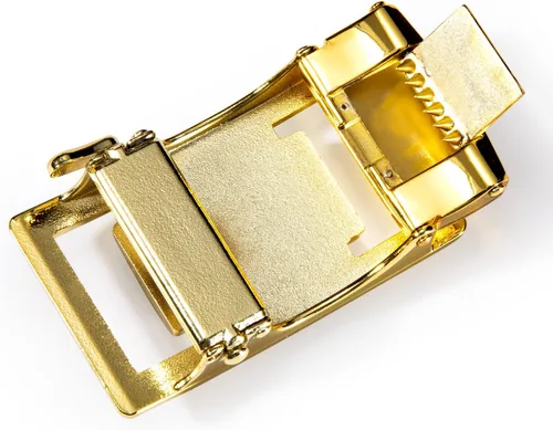 Vista 3 de Barry.Wang Cinturón de trinquete de cuero para hombre 1 3/8" hebilla A Oro Verde