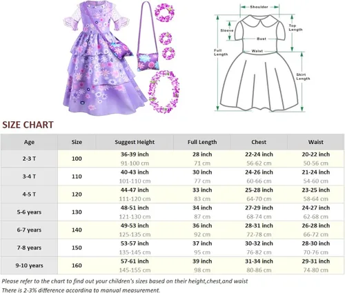 Vista 3 de Kaisebile Princess Costume Dress for Girls Birthday Halloween Party Dress Up with Accessories
