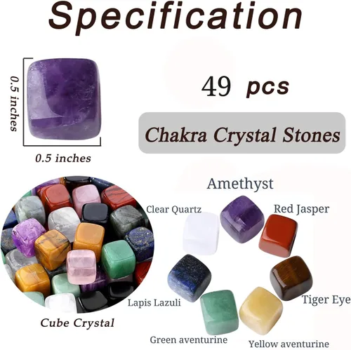 Vista 6 de DUQGUHO Juego de 49 piezas de piedras de cristal curativas para chakras, piedras pulidas rodadas, cristales a granel, amatista, lapislázuli, cuarzo