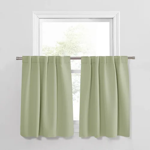 Vista 67 de PONY DANCE Cortinas cortas con aislamiento térmico para ventana pequeña, para guardería, baño, cocina, lavandería, caravana, sótano, 29 pulgadas