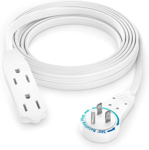 Vista 20 de Maximm - Cable de extensión de enchufe plano giratorio de 360°, 0.30 m, 16 AWG, múltiple, extensión de salida, cable con conexión a tierra, 3 Blanco