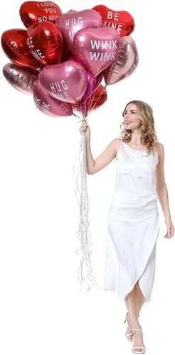 Vista 9 de 18 globos de corazón de aluminio de 18 pulgadas con letras de mylar, globos de corazón para el día de San Valentín, proponer matrimonio, boda