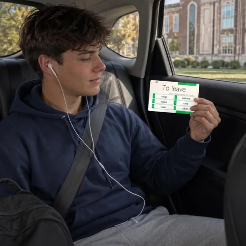 Vista 8 de 200 Tarjetas Flash de Conjugación de Verbos Españoles Presente Indicativo - Ejemplos Completos en Español e Inglés