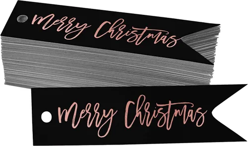 Vista 29 de Etiquetas colgantes con texto en inglés «Merry Christmas» para botellas de papel de aluminio, paquete de 50 unidades Aqua Blue
