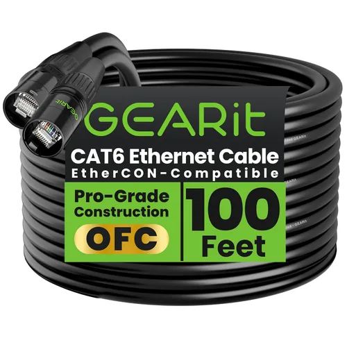 Vista 31 de GEARit Cable Ethercon CAT6 blindado (3 pies) de audio profesional e iluminación RJ45 EtherCON Cable compatible con EtherCON para estudio, escenario